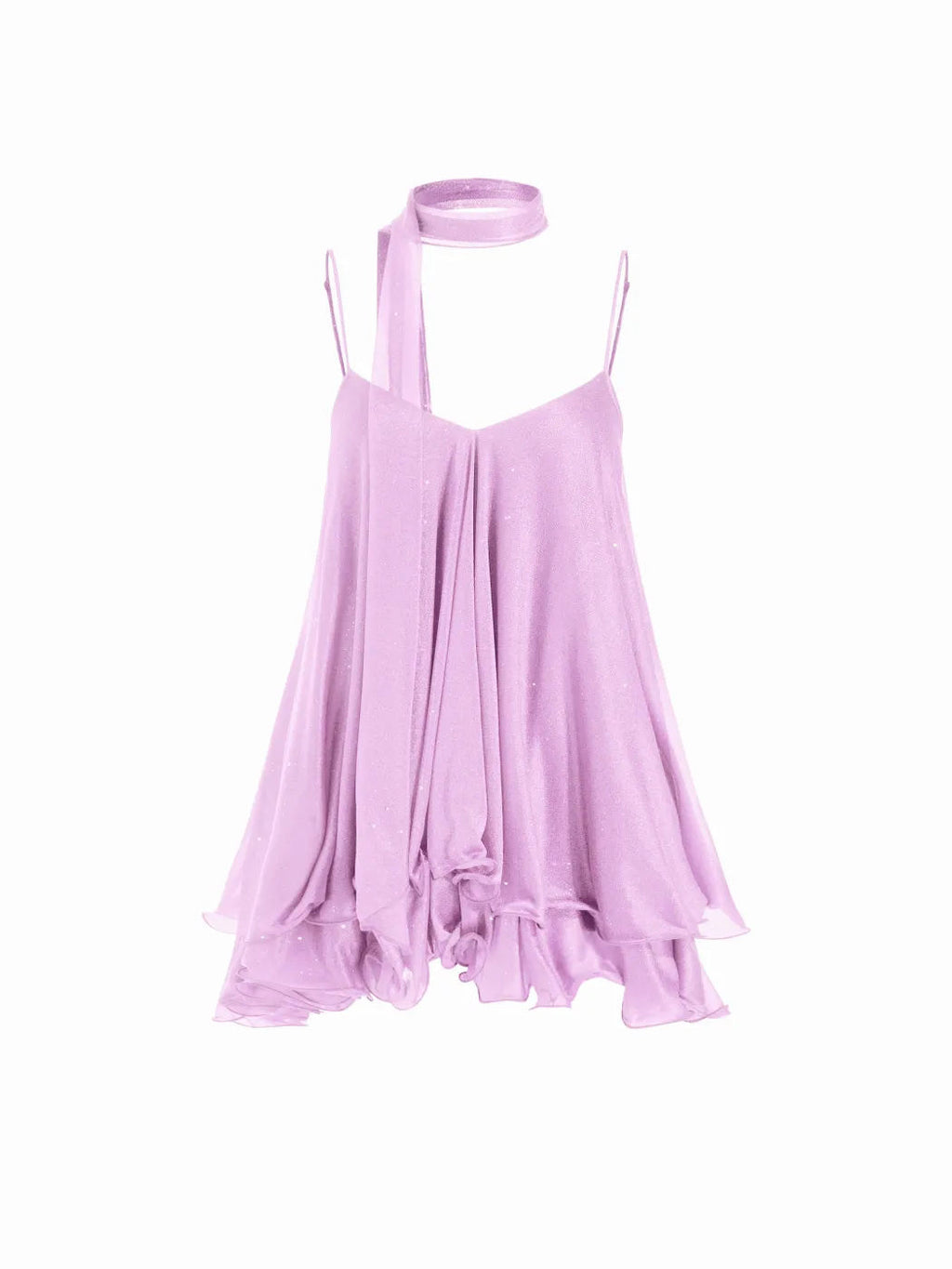 Sparkle Knit Halter Dress with Leaf Edge
