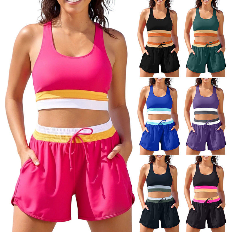 Womens Two-Piece Swimsuit Color Block Sportswear