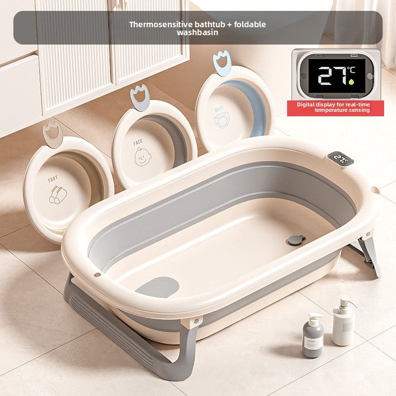 Baignoire Pliable pour Bébé avec Accessoires et Capteur de Température