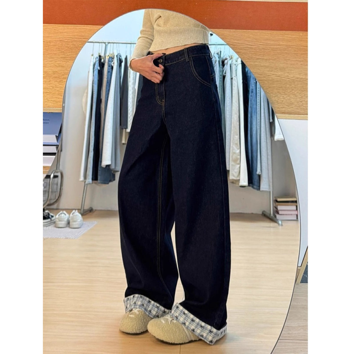 Jeans de Pierna Recta con Costuras para Mujer - vista 5