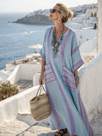 Robe caftan imprimée 3D col en V grandes tailles