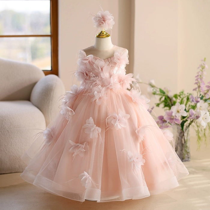 Vestido Rosa de Princesa para Niña, Fiestas y Presentaciones