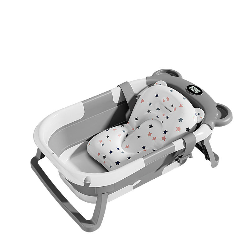 Baignoire pliante pour bébé avec capteur de température et tapis