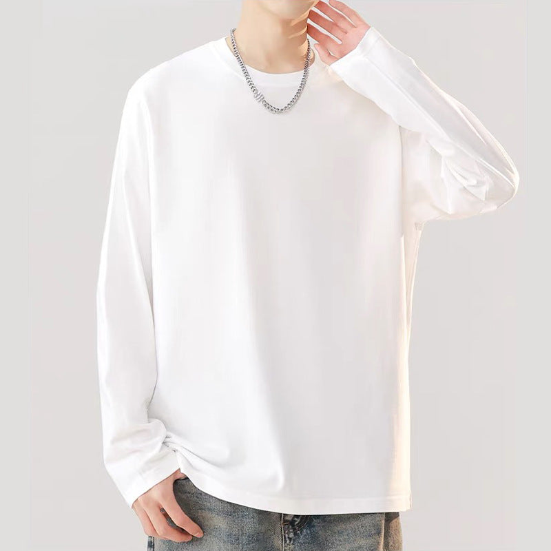 T-shirt épais en coton pour homme, manches longues et coupe ample