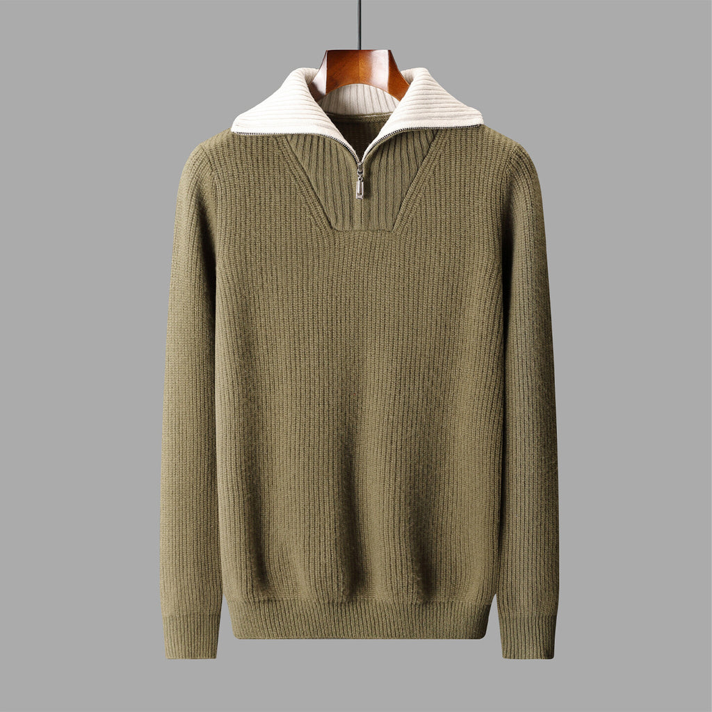 Pull en laine à col roulé convertible pour homme