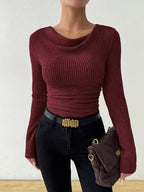 Pull ample en maille unie à manches longues pour femme