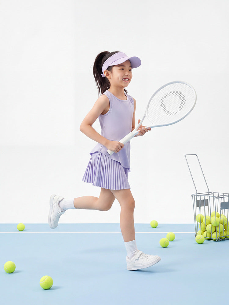Girls Tennis Skirt Pleated Dress Anti-Exposure Quick Dry