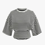 Playera Rayada Holgada para Mujer con Cuello Redondo - vista 6