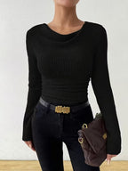Pull ample en maille unie à manches longues pour femme