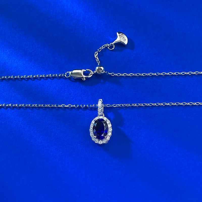 Adjustable S925 Silver Oval Pendant Necklace
