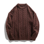 Pull homme col rond en maille torsadée