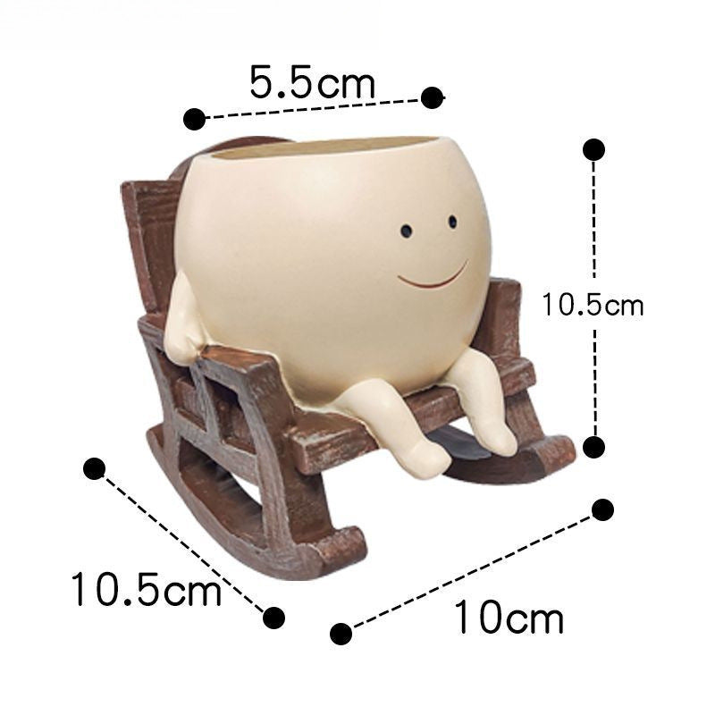 Smiling Face Rocking Chair Flowerpot