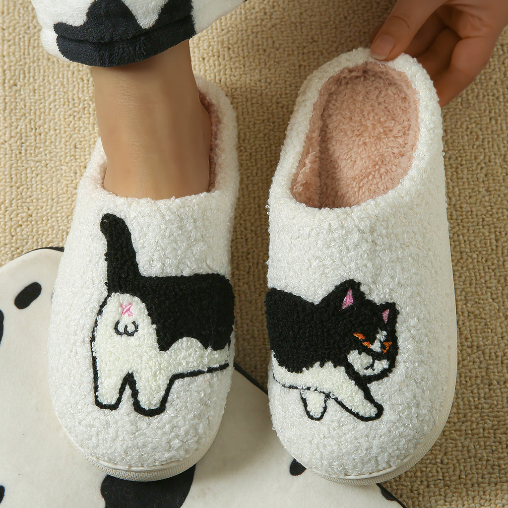 Cross-Border Cartoon Dachshund Closed-Toe Cotton Slippers, Plush Home Slippers for Autumn and Winter, Lightweight Indoor Maternity Slippers