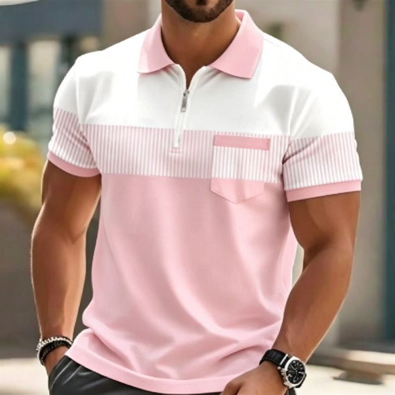 Polo pour homme avec impression 3D et fermeture au niveau du col
