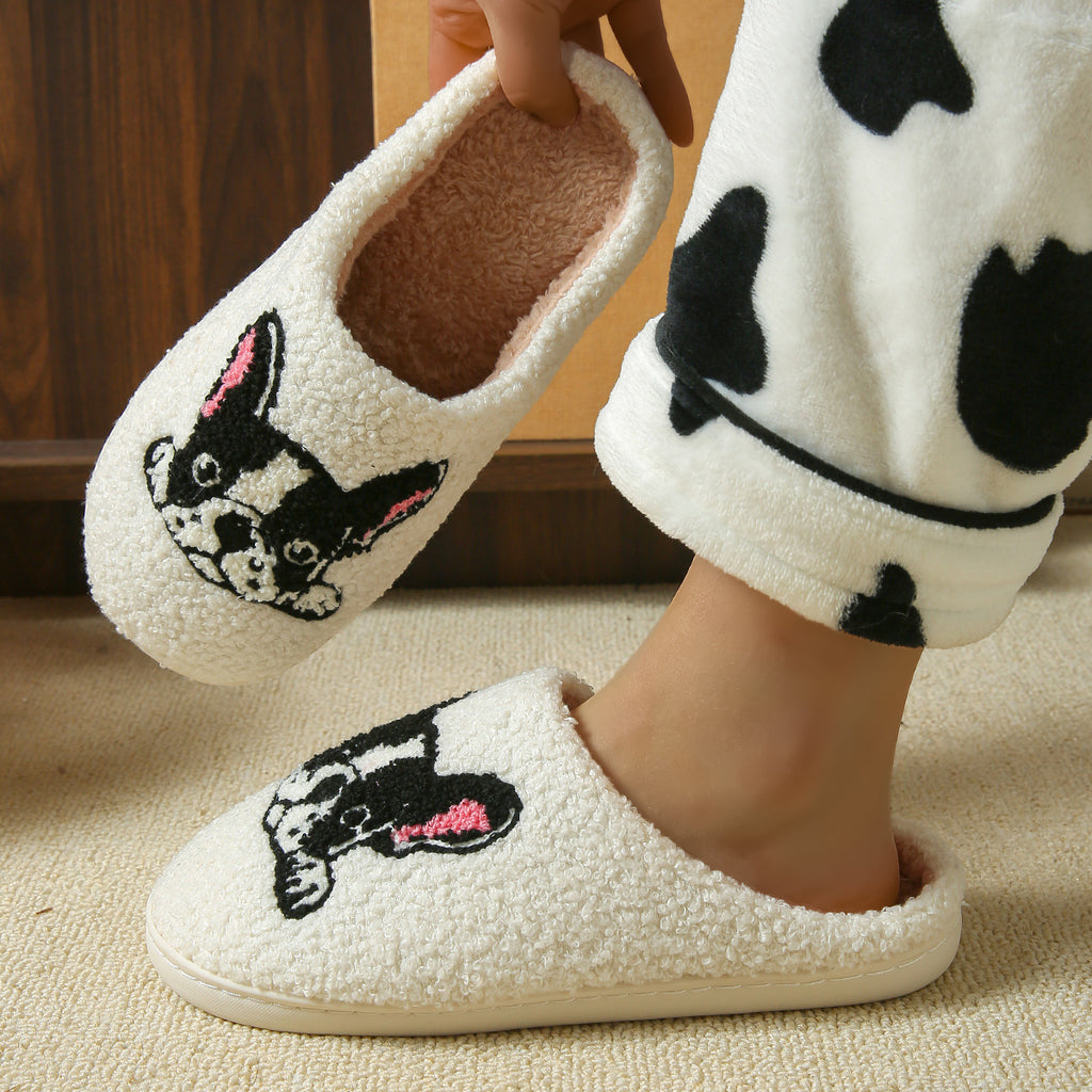 Cross-Border Cartoon Dachshund Closed-Toe Cotton Slippers, Plush Home Slippers for Autumn and Winter, Lightweight Indoor Maternity Slippers