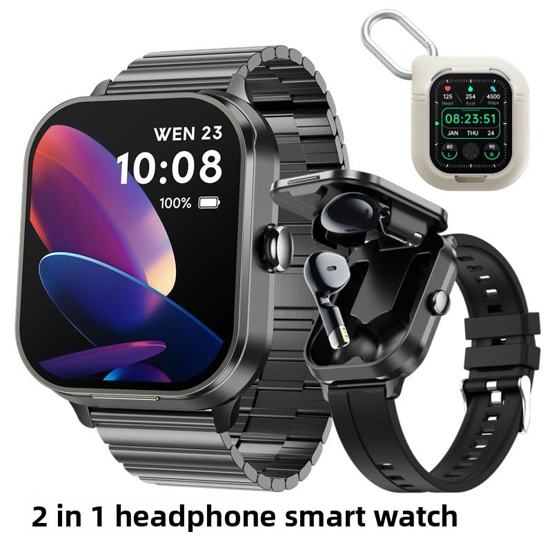 Montre connectée 2 en 1 avec écouteurs Bluetooth et suivi de la santé