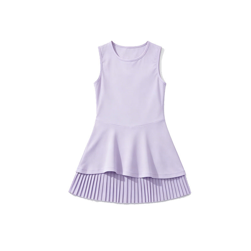 Girls Tennis Skirt Pleated Dress Anti-Exposure Quick Dry