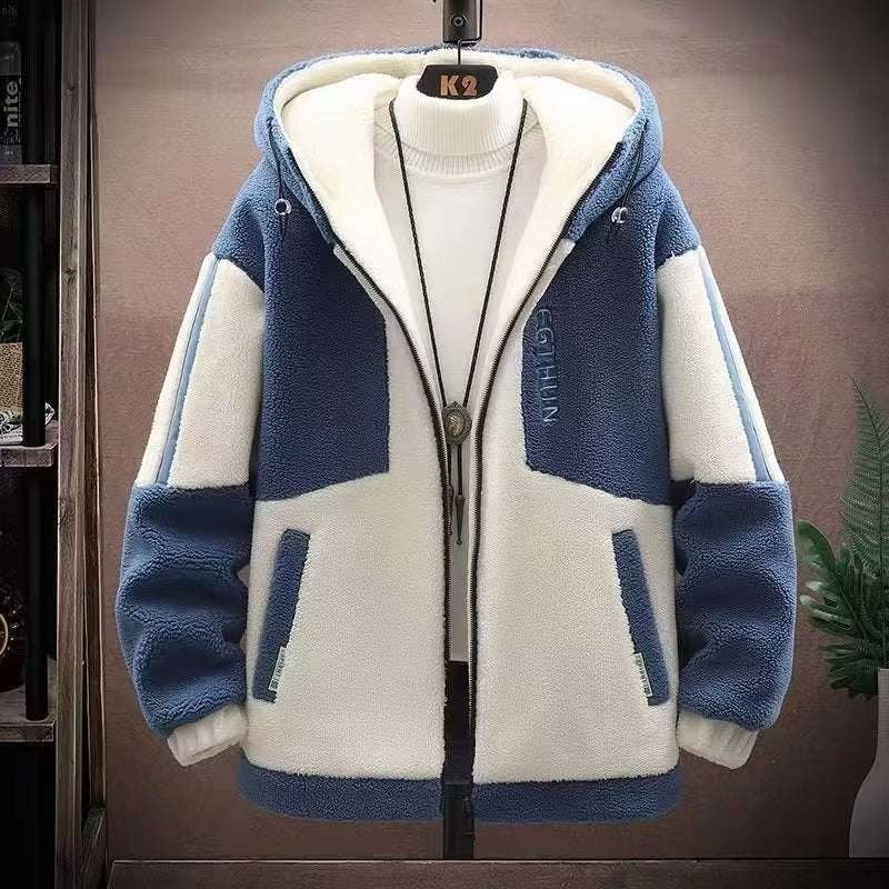 Veste d'hiver pour homme avec doublure polaire et capuche