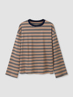 T-shirt rayé à manches longues et coupe ample pour femme