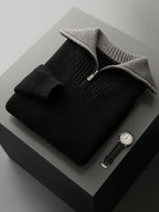 Pull en laine à col roulé convertible pour homme