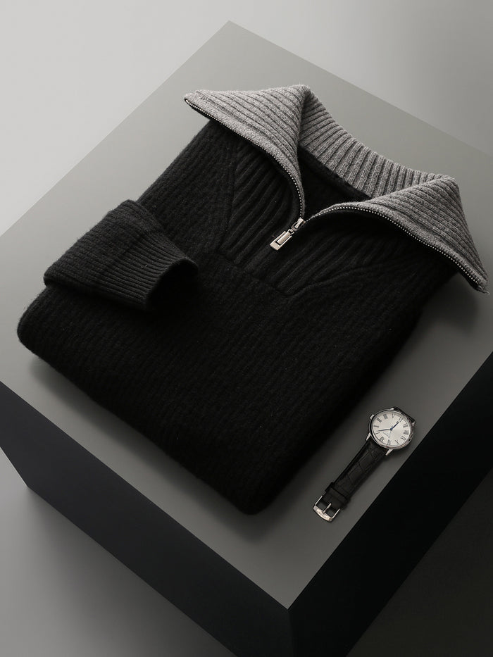 Suéter de Lana para Hombre con Cuello Alto Convertible