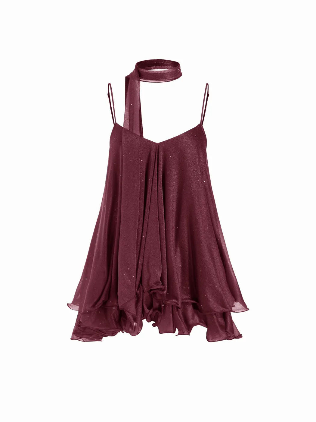 Sparkle Knit Halter Dress with Leaf Edge