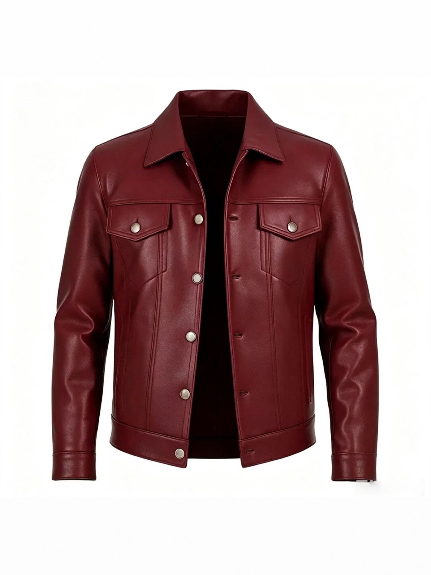 Veste en Similicuir pour Homme avec Revers et Coupe Slim
