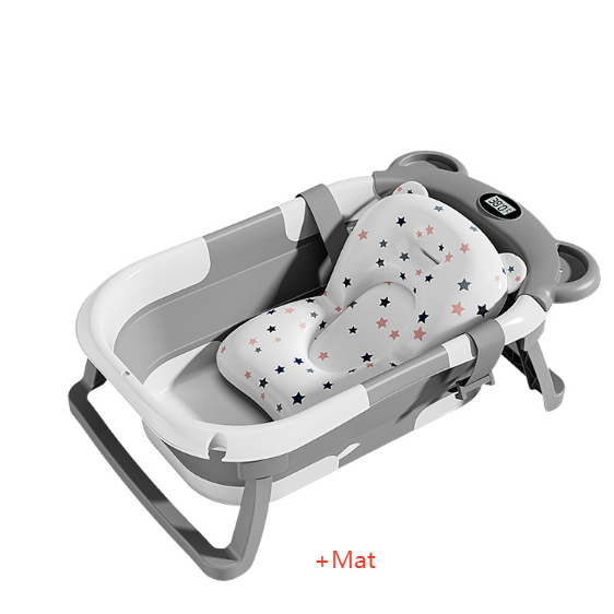 Baignoire pliante pour bébé avec capteur de température et tapis