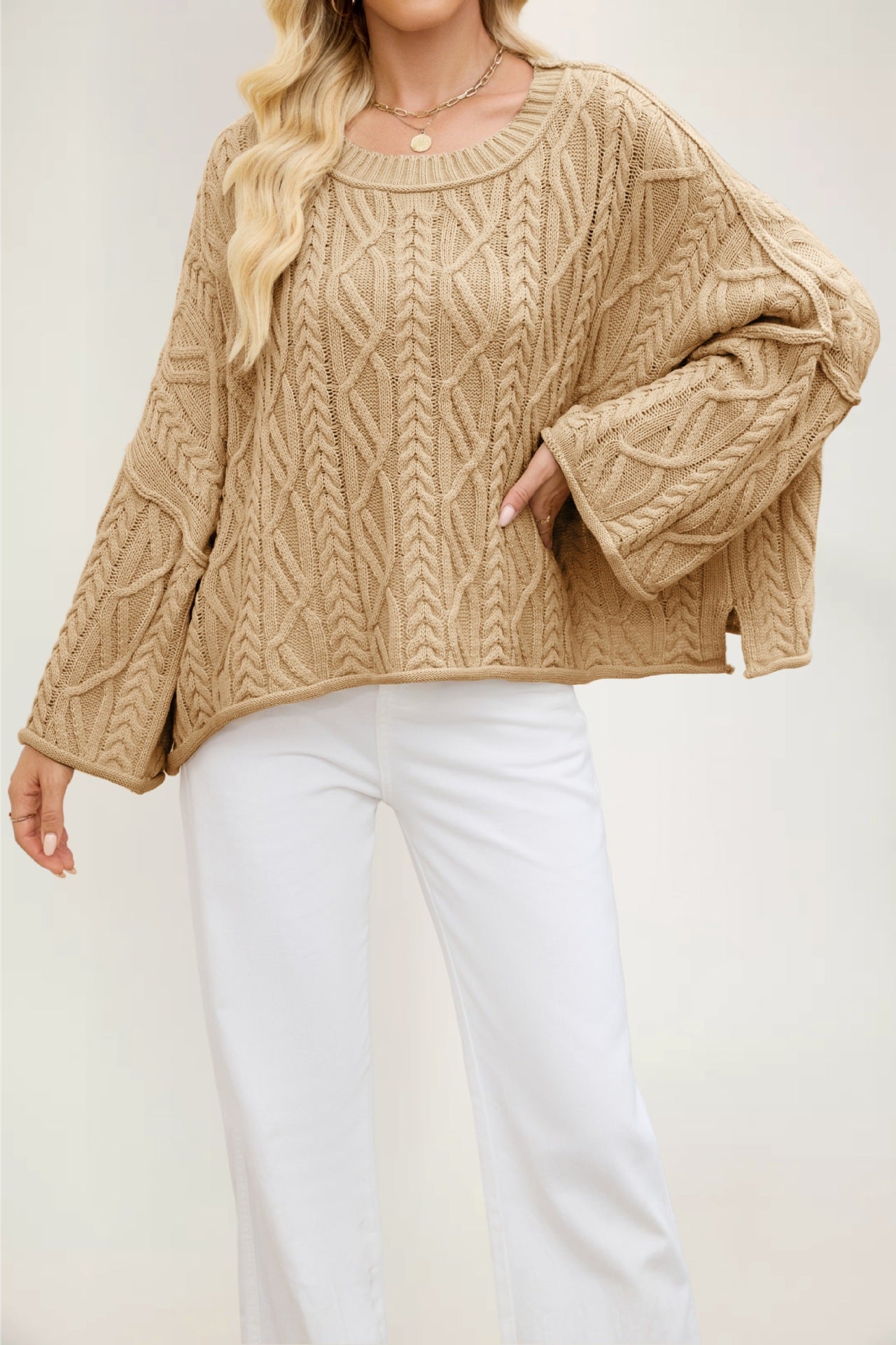Womens Round Neck Knit Sweater