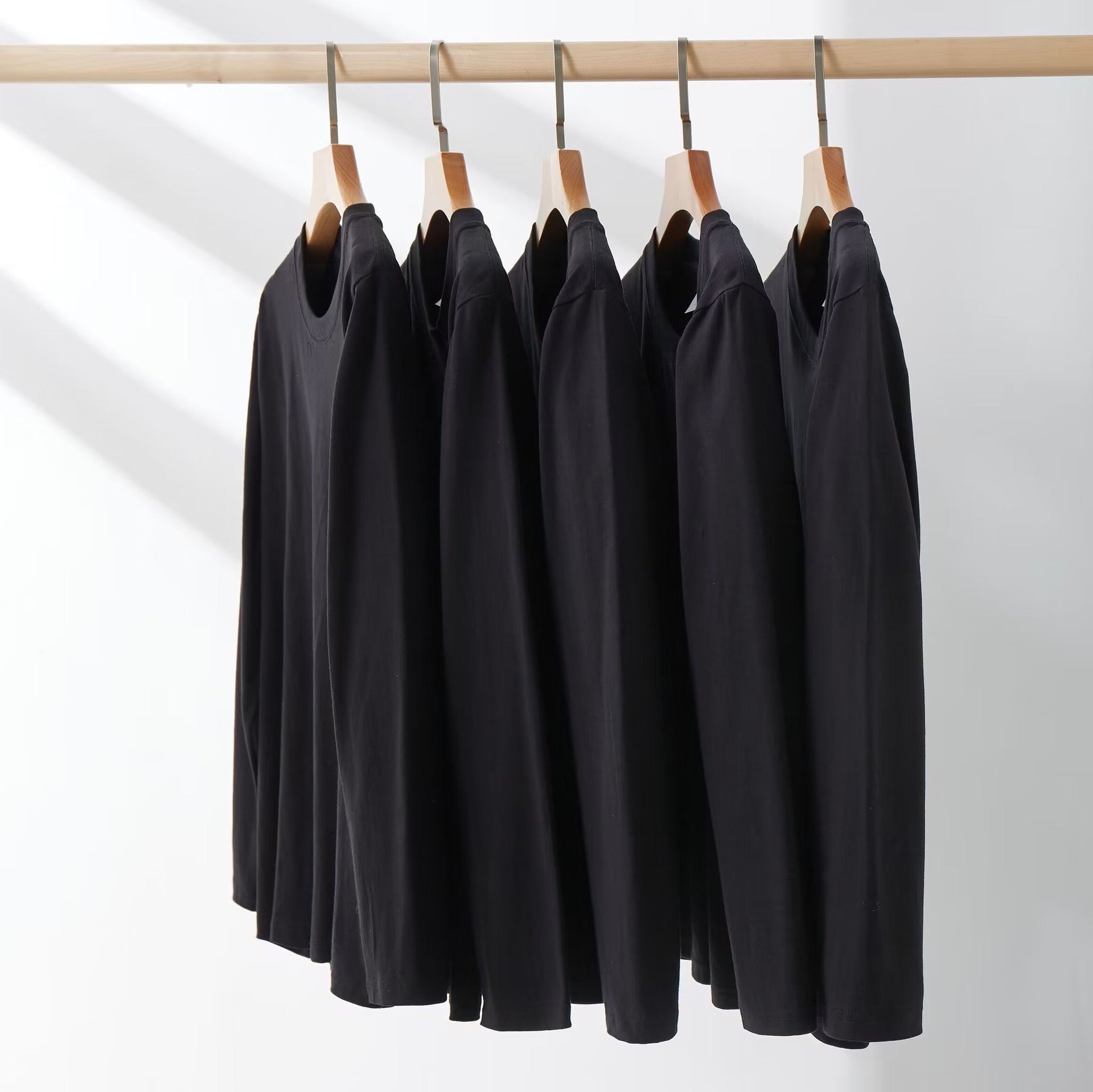 T-shirt épais en coton pour homme, manches longues et coupe ample