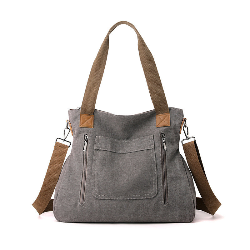 Bolso Tote de Lona para Mujer con Correa Ajustable y Cierre