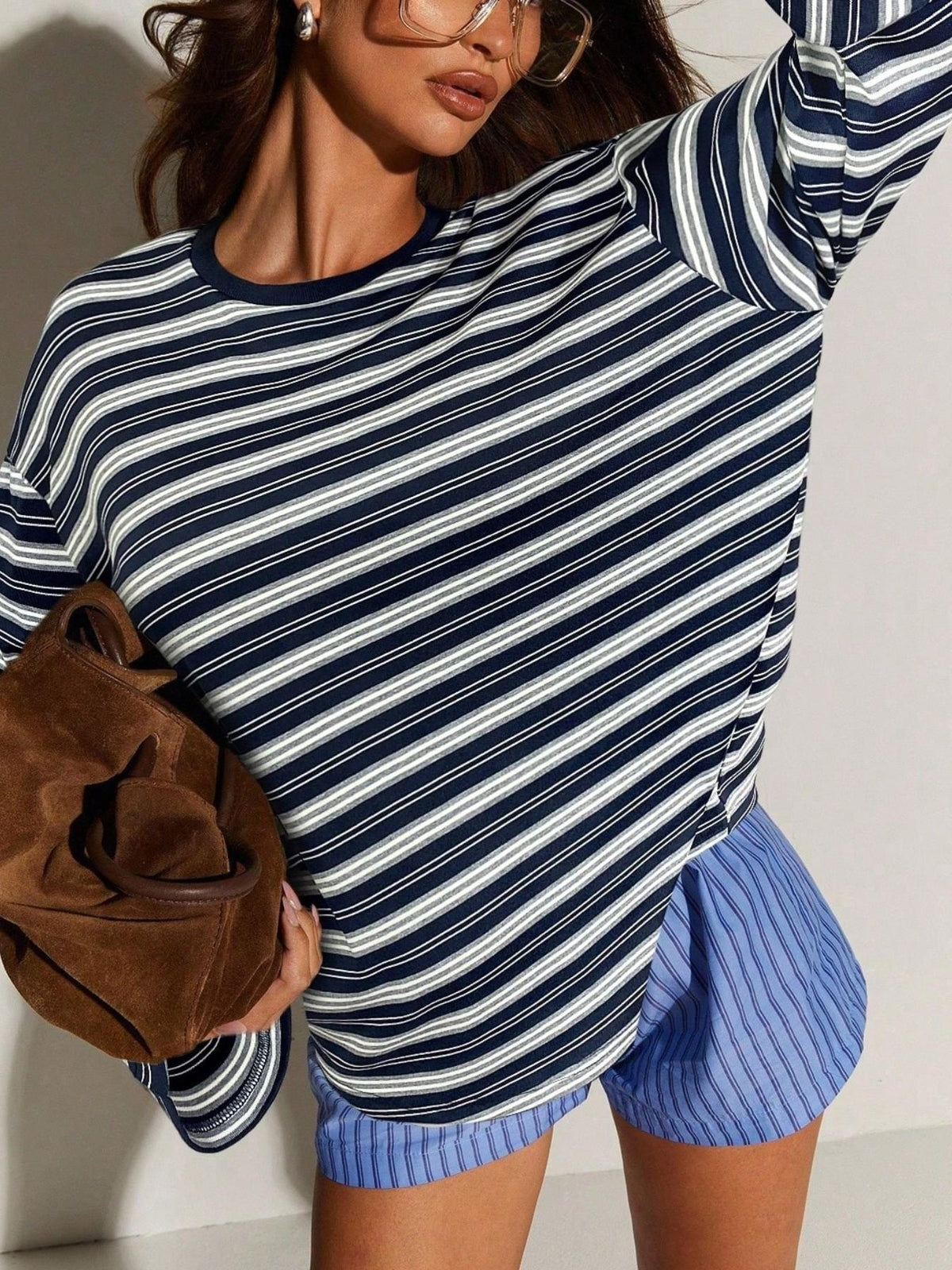 Playera Rayada de Manga Larga para Mujer - vista 8