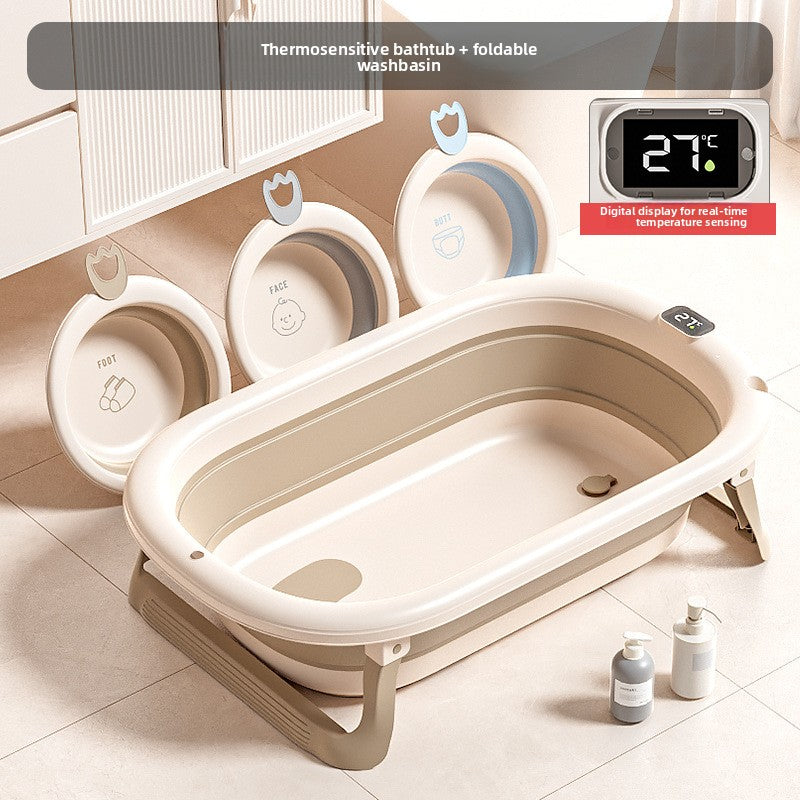 Baignoire Pliable pour Bébé avec Accessoires et Capteur de Température