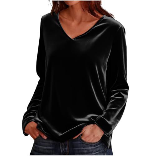 Chemisier à manches longues pour femme avec col en V et coupe ample