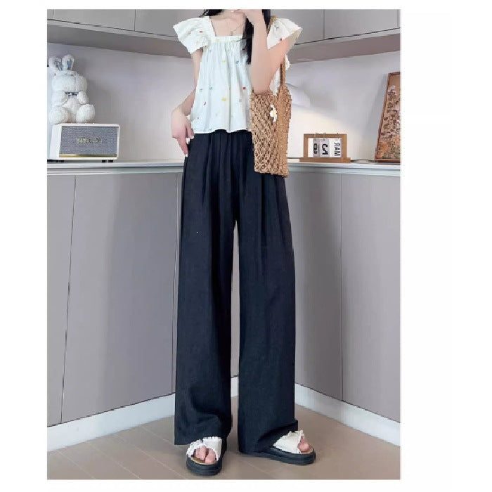 Pantalon Palazzo Taille Haute Femme Coupe Large