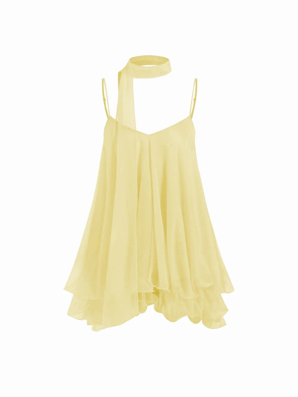 Sparkle Knit Halter Dress with Leaf Edge