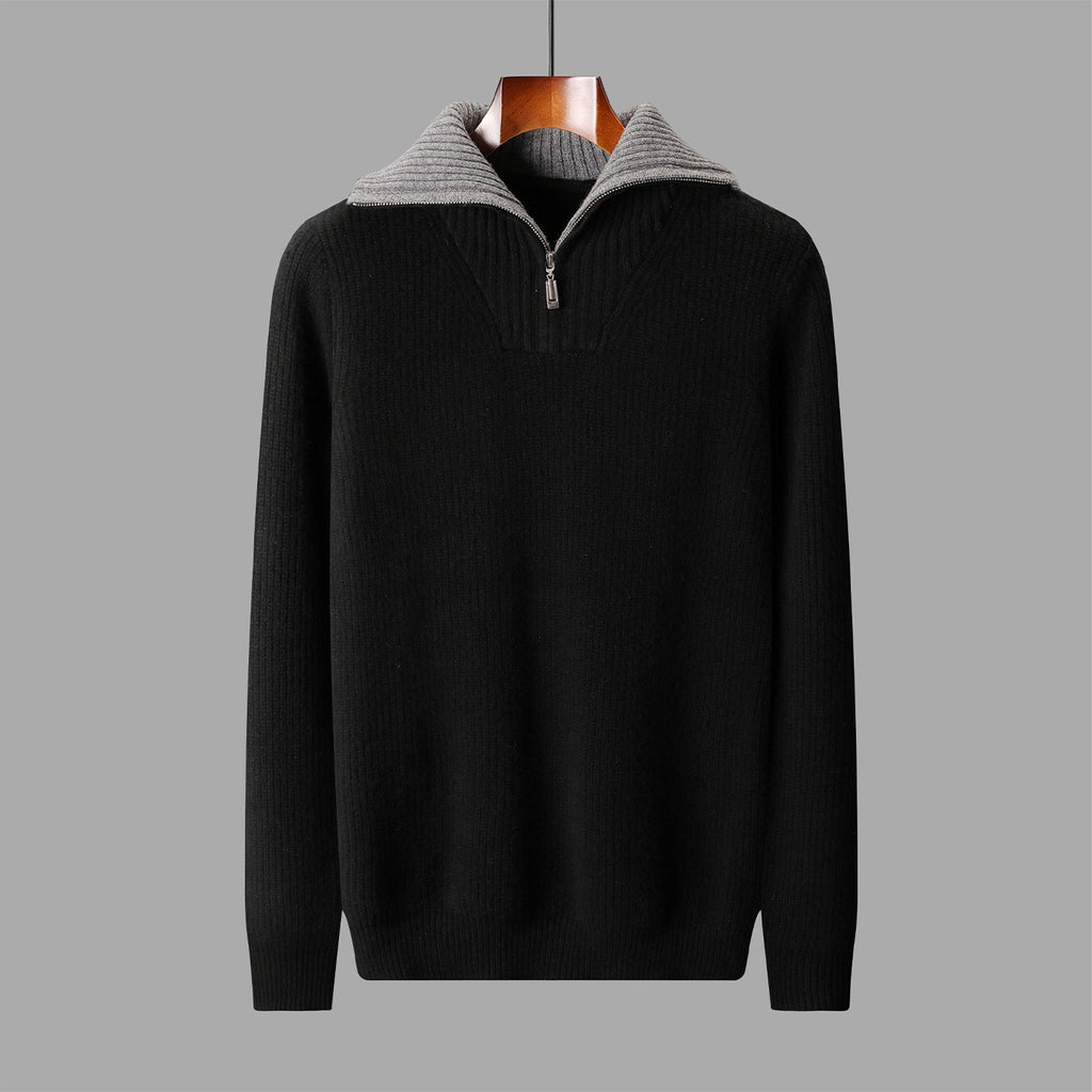 Pull en laine à col roulé convertible pour homme