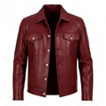 Veste en Similicuir pour Homme avec Revers et Coupe Slim