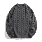Pull homme col rond en maille torsadée