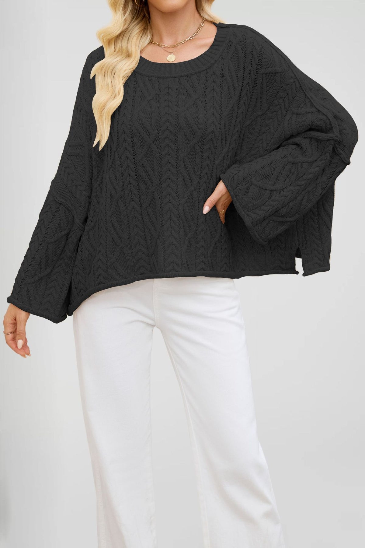 Womens Round Neck Knit Sweater