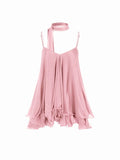 Sparkle Knit Halter Dress with Leaf Edge
