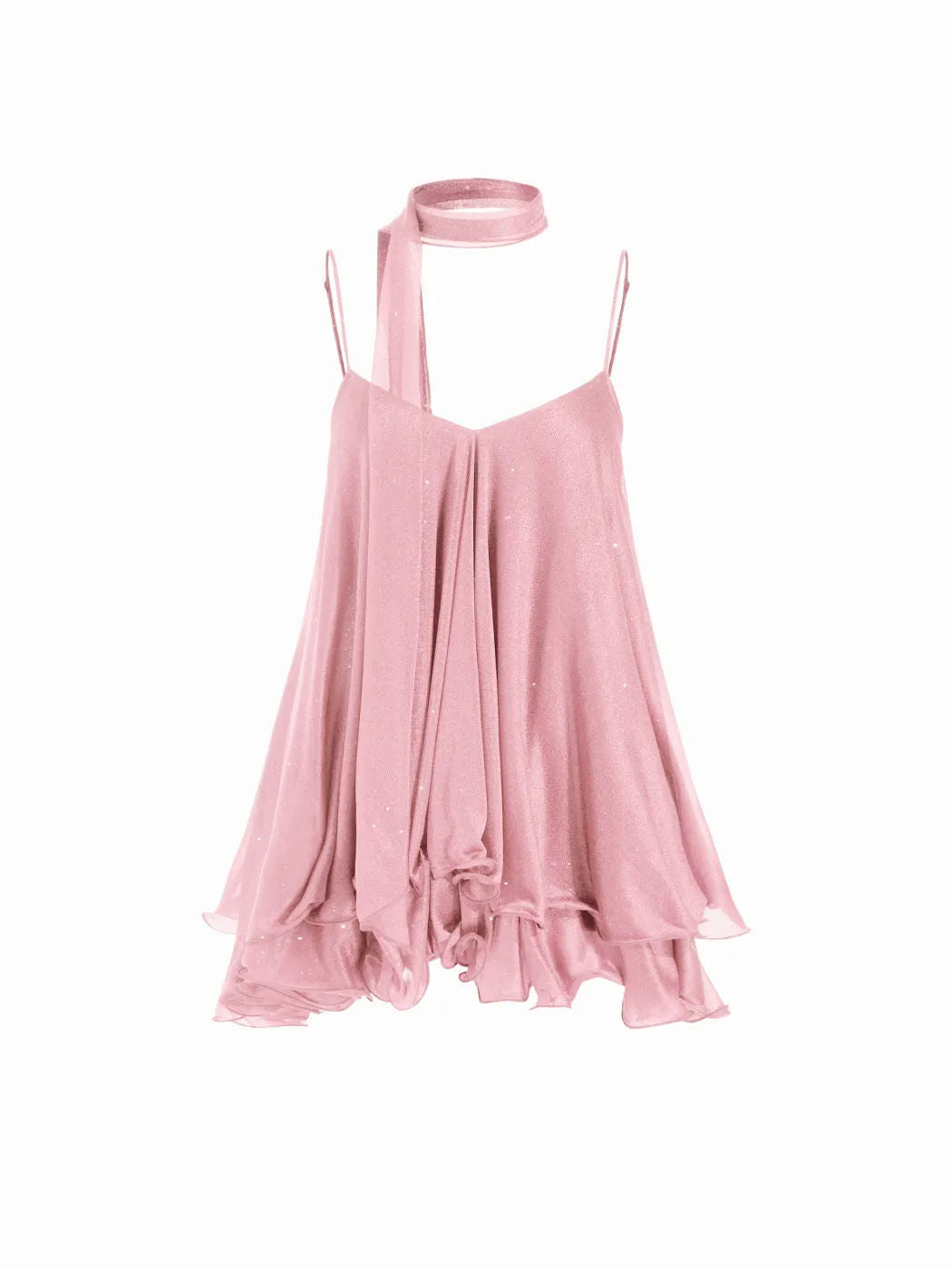 Sparkle Knit Halter Dress with Leaf Edge