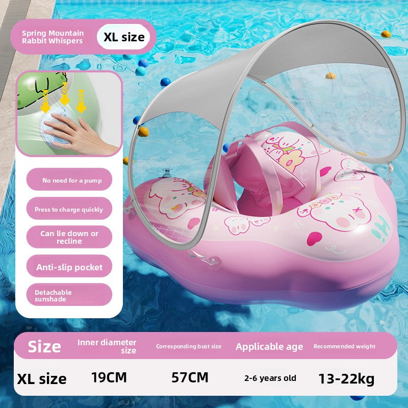 Bouée Bébé Gonflable avec Pare-Soleil et Conception Anti-Basculement