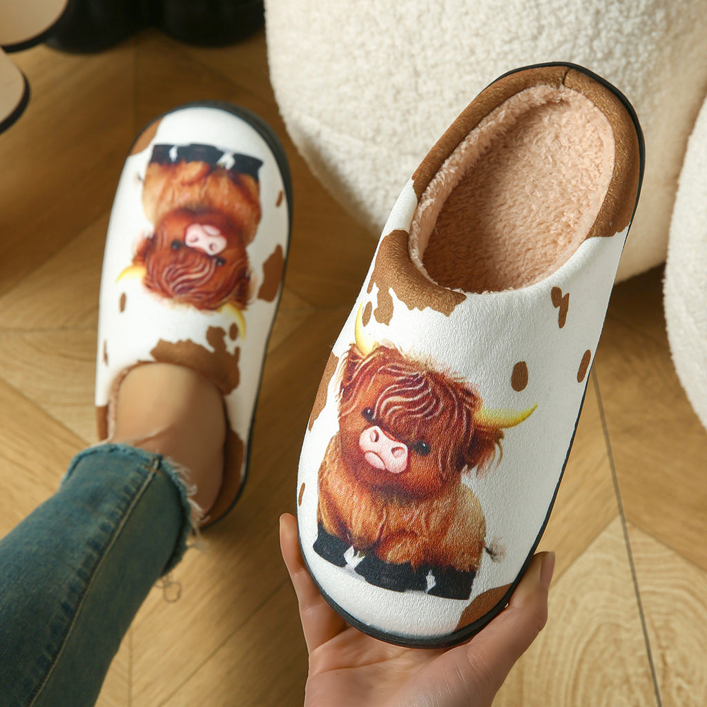 Cross-Border Cartoon Dachshund Closed-Toe Cotton Slippers, Plush Home Slippers for Autumn and Winter, Lightweight Indoor Maternity Slippers