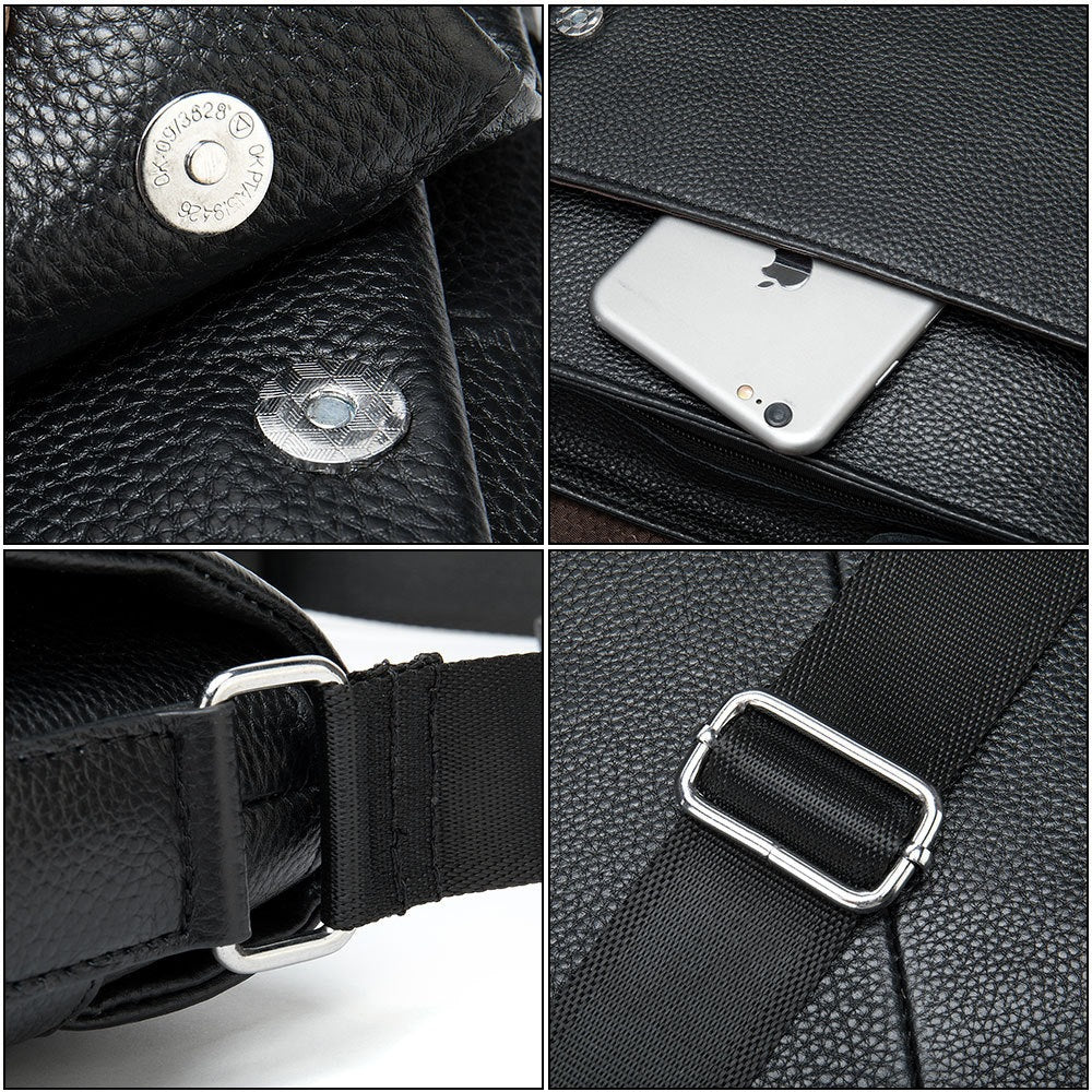 Bolso Cruzado de Cuero para Hombre con Solapa - vista 5