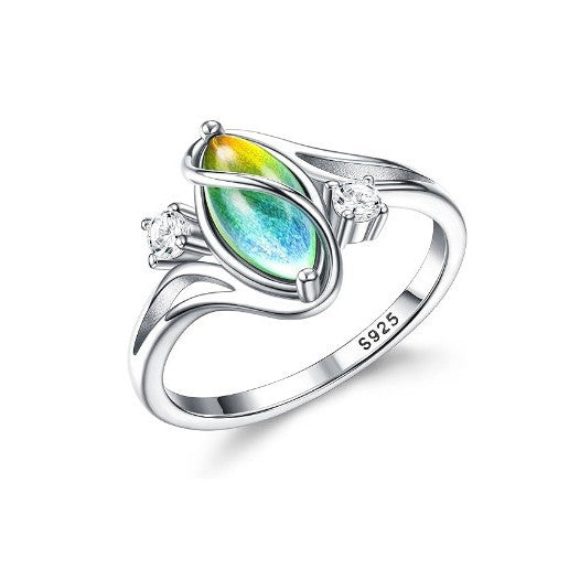 Oval Moonstone Zircon Geometric Ring