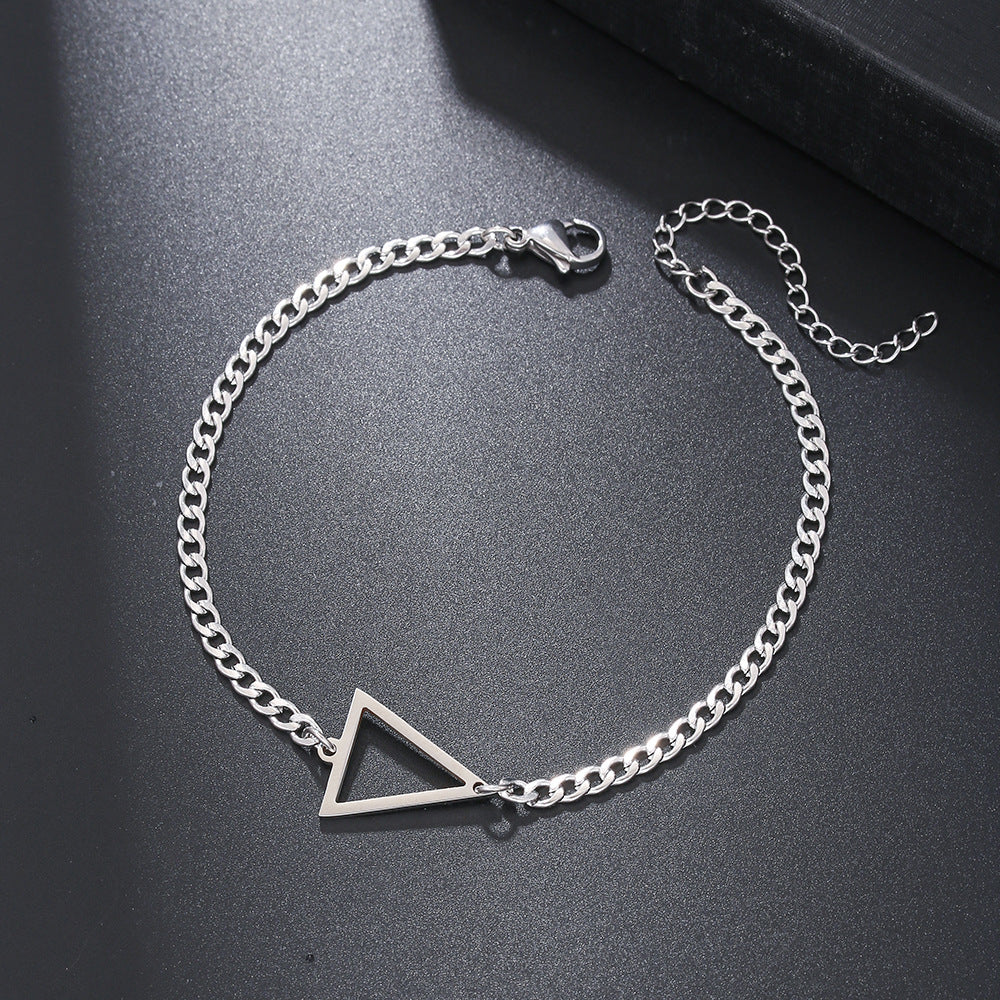 Geometric stainless steel triangle NK chain bracelet men hip hop cross love charm bracelet for women