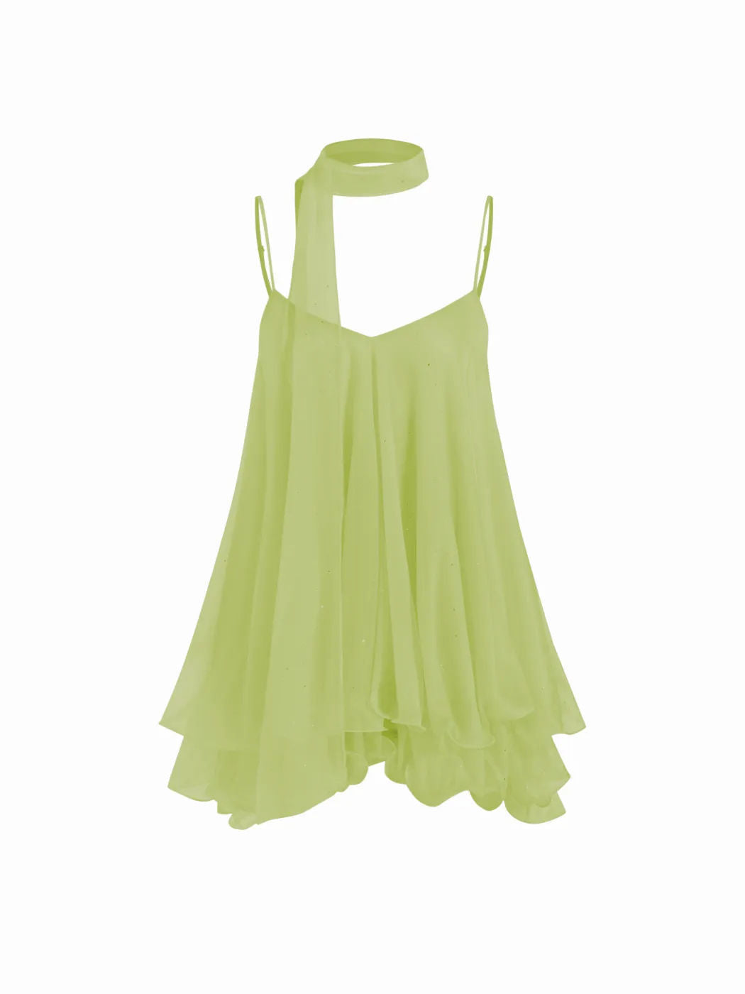 Sparkle Knit Halter Dress with Leaf Edge
