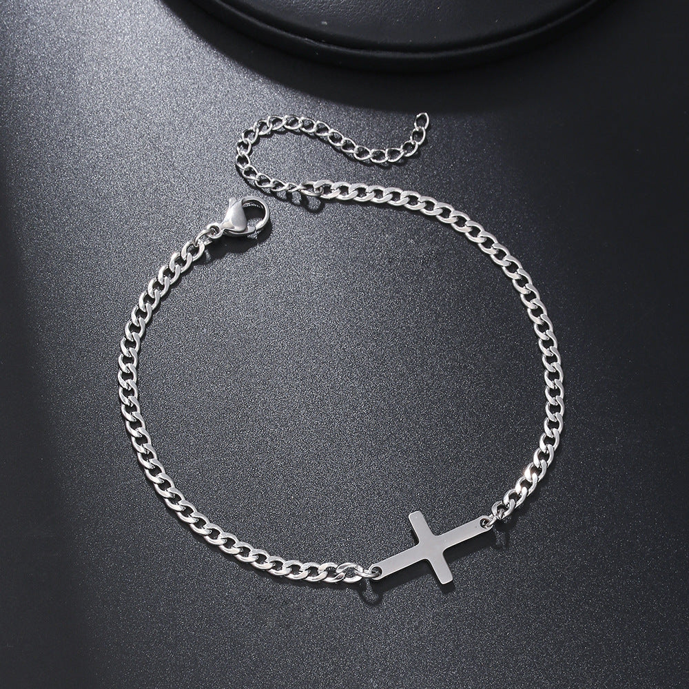 Geometric stainless steel triangle NK chain bracelet men hip hop cross love charm bracelet for women