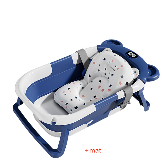Baignoire pliante pour bébé avec capteur de température et tapis